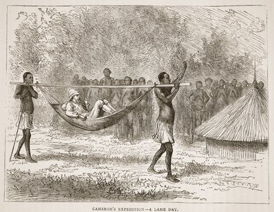 Camerons expeditie - een lamme dag, illustratie uit The Pictorial Edition of the Life and Discoveries of David Livingstone door J. Ewing Richie, uitgegeven door A. Fullarton & Co., 1876 door English School
