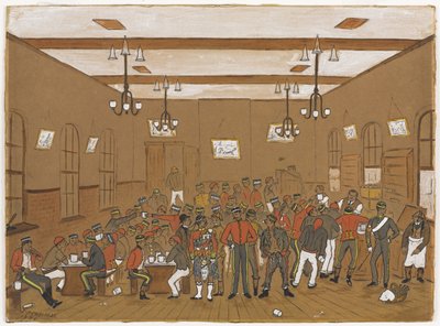 Kantine met mannen van de 7e Dragoon Guards, 3e Huzaren, Scots Greys en 10e Huzaren door English School
