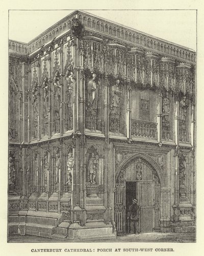 Canterbury Kathedraal, portiek aan de zuidwesthoek door English School