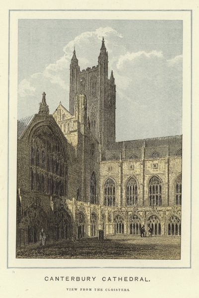 Kathedraal van Canterbury, aanzicht vanuit de kloosters door English School