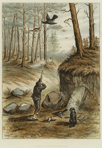 Capercailzie-jacht (chromolitho) door English School
