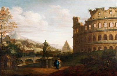 Capriccio uitzicht op het Romeinse Forum, ca. 1760 door English School