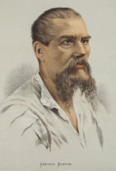 Kapitein Burton, illustratie uit De Geïllustreerde Editie van het Leven en de Ontdekkingen van David Livingstone door J. Ewing Richie, uitgegeven door A. Fullarton & Co., 1876 door English School
