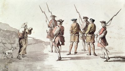 Gevangenneming van de rebel, Simon Fraser, Lord Lovat (1667?-1747) door English School