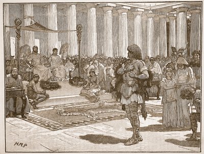 Caractacus voor Claudius, illustratie uit Cassells Illustrated History of England door English School