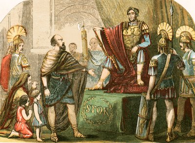 Caractacus voor de Romeinse keizer Claudius door English School