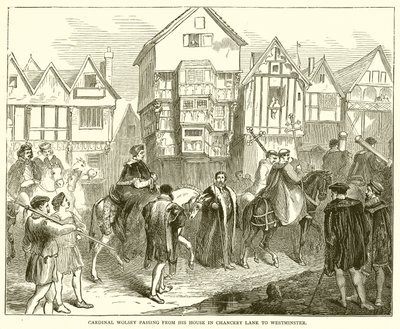Kardinaal Wolsey gaat van zijn Huis in Chancery Lane naar Westminster door English School