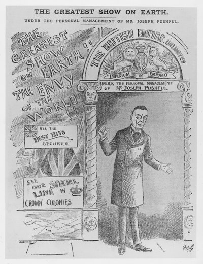 Karikatuur van Joseph Chamberlain als Koloniaal Secretaris, ca. 1900 door English School