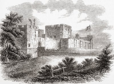 Carlisle Castle, Carlisle, Cumbria, Engeland gezien hier in de 19e eeuw, uit Old England: A Pictorial Museum, uitgegeven 1847 door English School