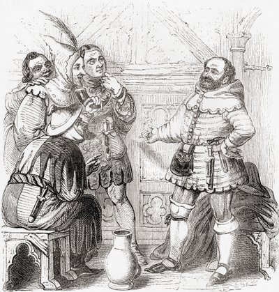 Timmerman, hoedenmaker, wever, verver en tapijtwever, uit Old England: A Pictorial Museum, uitgegeven 1847 door English School