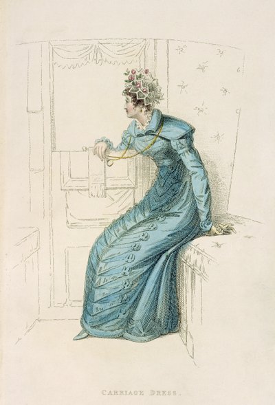 Koetsjurk, modeplaat uit Ackermanns Repository of Arts door English School