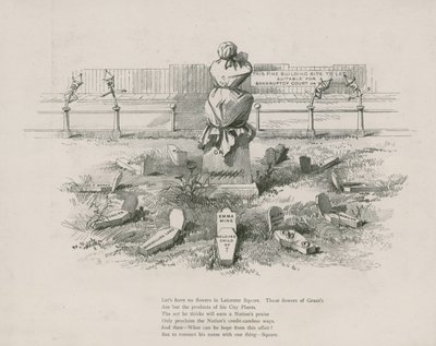 Cartoon, satire op Albert Grant, de graven die zijn schimmige speculaties vertegenwoordigen door English School