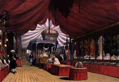 Kasten met geborduurde goederen in de Turkse sectie van de Grote Tentoonstelling van 1851, uit Dickinson