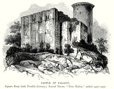 Kasteel van Falaise (gravure) door English School