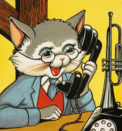 Kat die de telefoon opneemt door English School