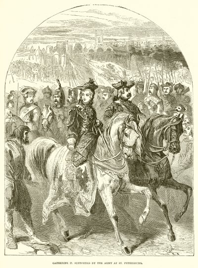 Catharina II gesteund door het leger in Sint-Petersburg door English School