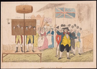Cecil Wray in de Schandpaal De Rechten van de Gemeenten, uitgegeven 1784 door English School