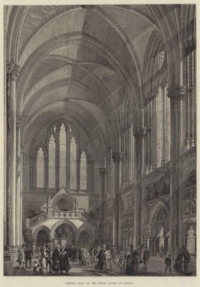 Centrale hal van de Royal Courts of Justice door English School