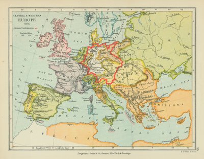 Centraal-  West-Europa (kleurenlitho) door English School