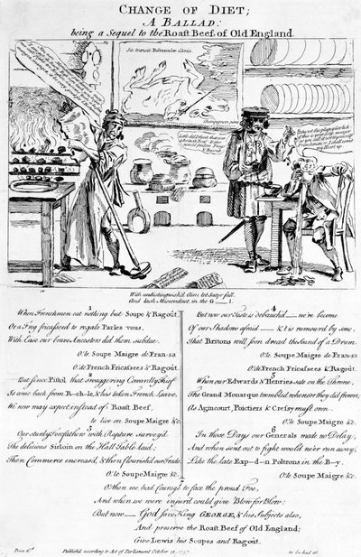 Verandering van Dieet, Een Ballade, 1757 door English School