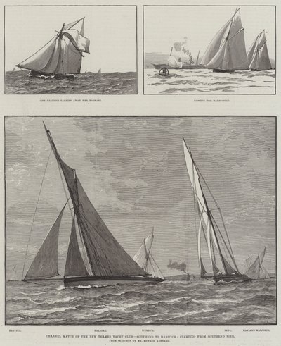 Kanaalwedstrijd van de New Thames Yacht Club, Southend naar Harwich, startend vanaf Southend Pier door English School