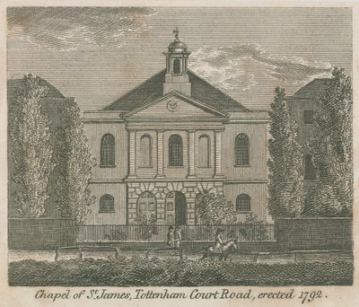 Kapel van St. James, Tottenham Court Road, Londen, opgericht in 1792 door English School