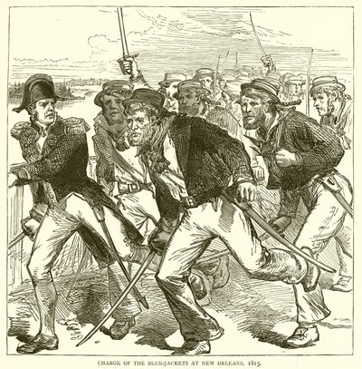 Aanval van de Blue-Jackets in New Orleans, 1815 door English School