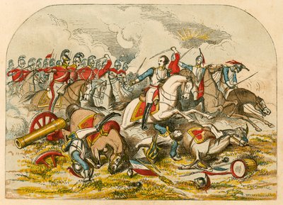 Aanval van de cavalerie bij Waterloo door English School