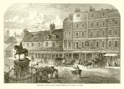 Charing Cross vanaf Northumberland House in 1750 door English School