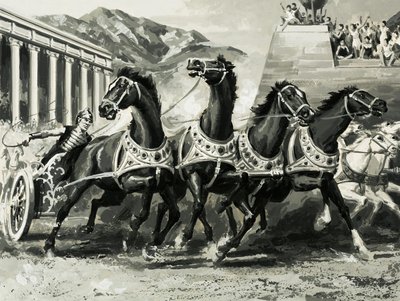 Wagenrennen in het Oude Rome door English School