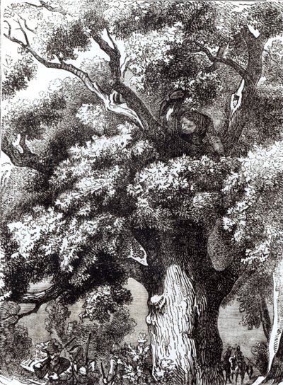 Karel II (1630-85) verborgen in de eik, 14 oktober 1651 door English School