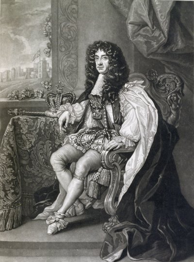 Karel II, gegraveerd door Charles Turner door English School