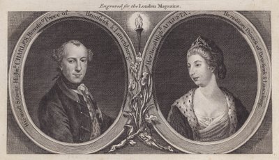 Charles William Ferdinand, Hertog van Brunswijk, en zijn vrouw, Prinses Augusta, zus van Koning George III door English School
