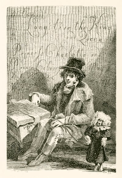 Charles Wood, een blinde man, met een orgel en een dansende hond door English School