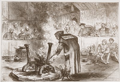 Karel ziet het spel van de maskers, illustratie uit De Geschiedenis van het Protestantisme door James Aitken Wylie, 1878 door English School