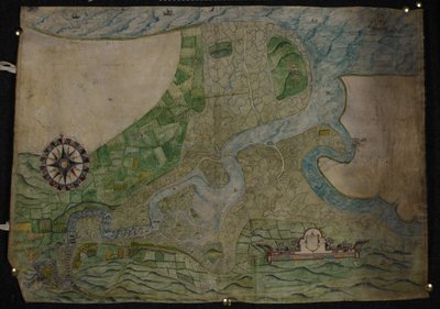 Kaart van de loop van de rivier Medway van Rochester tot The Nore door English School