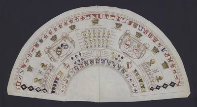 Kaart met de rangen en heraldische symbolen van de Britse aristocratie door English School