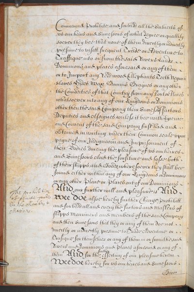 Handvest verleend aan de Company of Royal Adventurers of England Trading into Africa, Sloane MS 205, f.8v door English School