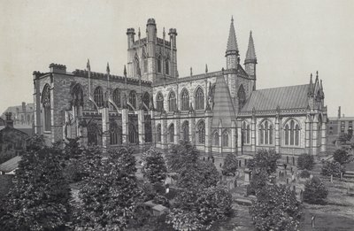 Chester: De kathedraal, vanaf de stadsmuren door English School