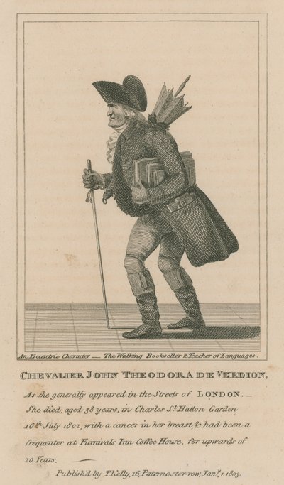 Chevalier John Theodora De Verdion, de wandelende boekverkoper en leraar in talen door English School