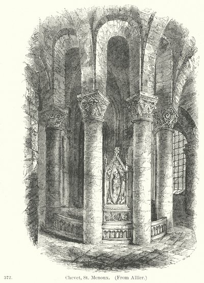 Chevet, St Menoux (gravure) door English School