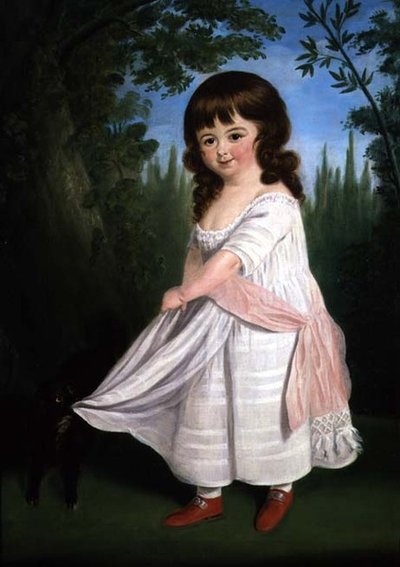 Kind dat met haar hond speelt, c.1800 door English School