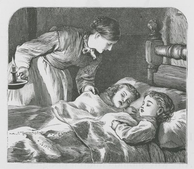 Slapende kinderen (gravure) door English School