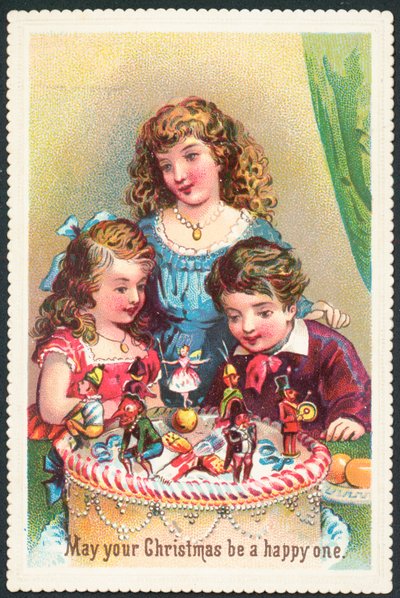 Kinderen kijken naar Kersttaart, Kerstkaart door English School