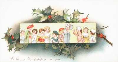 Kinderen in de rij, kerstkaart door English School