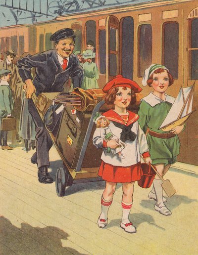 Kinderen reizen met de trein voor de vakantie door English School