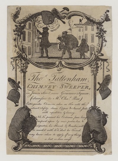 Schoorsteenvegers, Thomas Tattenham, handelskaart door English School