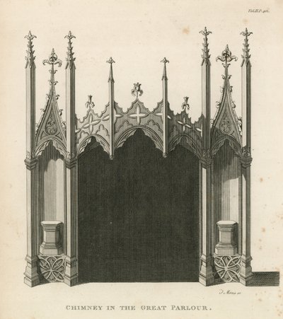 Schoorsteen in de Grote Salon, Strawberry Hill, Londen door English School