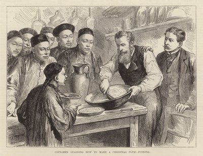Chinezen leren hoe ze een kerstpruimenpudding moeten maken door English School