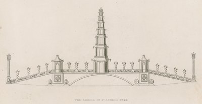 Chinese pagode en brug, St Jamess Park, Londen door English School